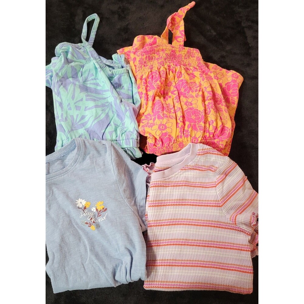 Mixed Lot Of Girls Kids Size Large Summer Bundle Rompers And Shirts